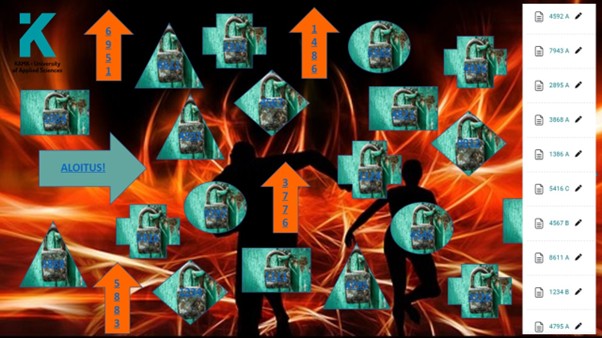 Kuvakaappaus powerpoint-esityksestä, jossa nuolia, lukkoja ja kuvalinkkejä.